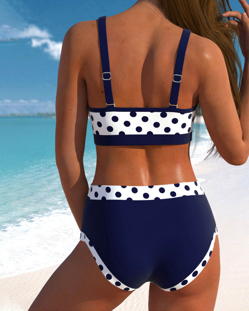 Lisbet - Patchwork bikini met hoge taille en erwten