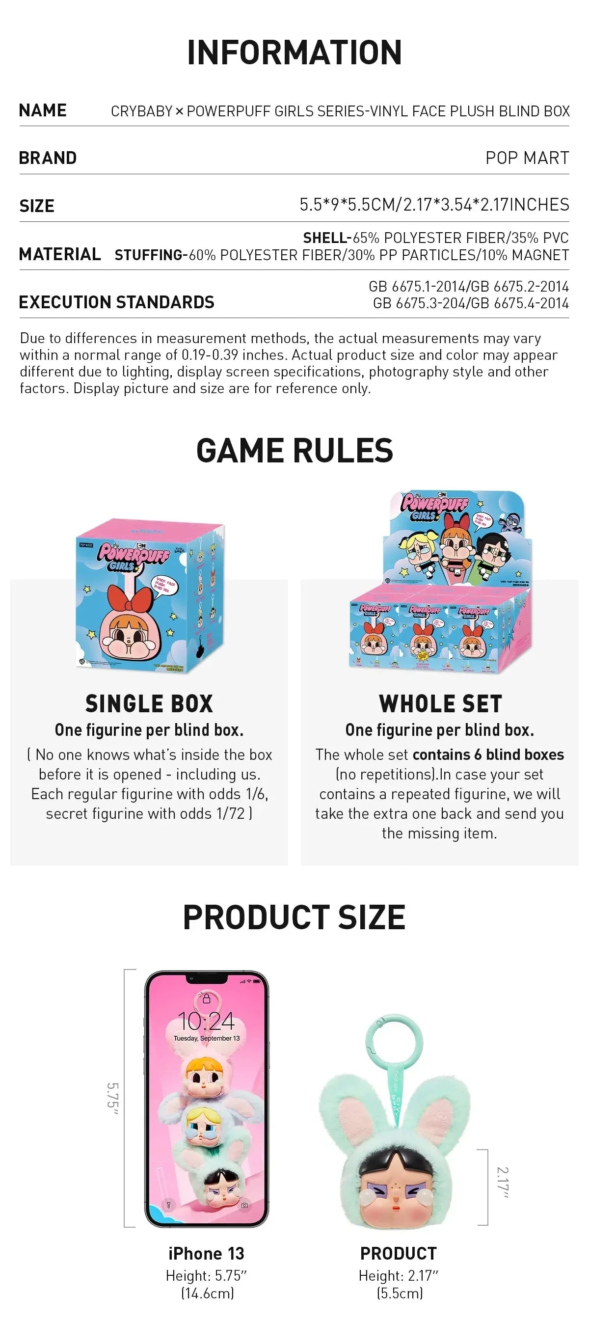 Pop Mart CRYBABY × Powerpuff Girls Series-Vinyl Face Plush Blind Box